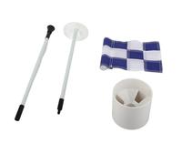 UMDHAIYI Asta de bandera de golf portátil de 3 pies, asta de bandera de golf, juego de tazas con orificio para bandera, diseño de 2 secciones para interiores y exteriores (Cuadrícula azul blanca)