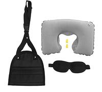 UMDHAIYI Juego de almohada para el cuello de viaje, hamaca para los pies, almohada inflable, tapones para los oídos y cubierta para los ojos
