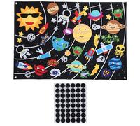 UMDHAIYI Tabla de fieltro del sistema solar, alfombrilla de juegos de galaxia para aprender niños, juguete espacial interactivo para educación preescolar, con 44 planetas, astronautas,