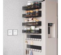 UMDONX 6 Piezas Especiero Magnéticos Estante Magnético para Especias para Frigorífico, Cocina Multiuso Estante Magnético,No es Necesario taladrar,Adecuado para cocinas,baños,lavaderos (Negro)