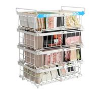 UMDONX Cesta para Congelador de 4 piezas,Blanco 29-45x30x15CM | Cestas apilables para congelador con asa, para congelador de 283 a 566L,Longitud extensible