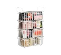 UMDONX Cesta para Congelador de 4 piezas,Blanco 37x18x15cm | Cestas apilables para congelador con asa,para congelador de 198L