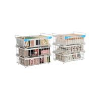 UMDONX Cesta para Congelador de 6 piezas,Blanco 29-45x30x15CM | Cestas apilables para congelador con asa, para congelador de 283 a 566L,Longitud extensible