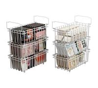 UMDONX Cesta para Congelador de 6 piezas blanco - Cestas apilables para congelador con asa, fácil acceso, para congelador de 198L, organizar ingredientes congelados (37x18x15cm)