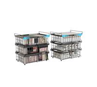 UMDONX Cesta para Congelador de 6 piezas,Negro 29-45x30x15CM | Cestas apilables para congelador con asa, para congelador de 283 a 566L,Longitud extensible