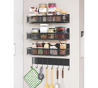 UMDONX Especiero Magnéticos,Estante Magnético para Especias para Frigorífico,4 Piezas Cocina Multiuso Estante Magnético,No es necesario taladrar,Adecuado para cocinas,baños,lavaderos (Negro)