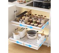 UMDONX Organizador Armario Cocina Cajones Extraibles Adhesivos - Cajones Deslizables y Estantes para la Despensa, Ancho Ajustable de 30.5 a 51.5 cm, Blanco