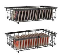 UMDONX Organizadores arcon Congelador de 2 Unidades Negro - Cestas apilables para congelador con asa, organizar ingredientes congelados,Longitud extensible (28.5-45x30.5x13cm)