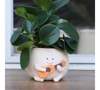 UMESONG Macetas de resina con agujero de drenaje, lindas macetas para plantas de interior y exterior, plantas vivas únicas de guitarra suculentas, idea de regalo