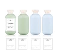 UMETASS Botellas de viaje para rellenar, a prueba de fugas, juego de tiempo de viaje, recipiente grande para champú con tapa abatible, botellas de viaje vacías (verde y azul, 200 ml)