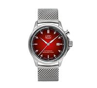 UMF RUHLA Autokinetic 1062M-5 - Reloj de pulsera para hombre (esfera roja, correa milanesa), fabricado en Alemania, rojo, Pulsera