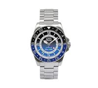 UMF RUHLA Reloj de buceo de cuarzo para hombre UMF 1948-M3 - Esfera en tonos azules graduados - Correa de eslabones de acero inoxidable con cierre de mariposa - Fabricado en Alemania, plata, Pulsera