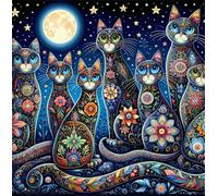 Umfarvt 5D Abstract Cat Diamond Painting Kits for Adults Kids,DIY Round Full Drill diamond art painting kits,Canvas Embroidery Diamond Art Craft for Home Wall Decor 90x90cm