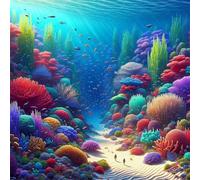 Umfarvt 5D Abstract Seabed Diamond Painting Kits for Adults Kids,DIY Round Full Drill diamond art painting kits,Canvas Embroidery Diamond Art Craft for Home Wall Decor 30x30cm