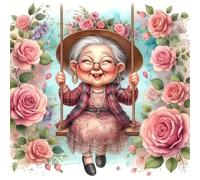 Umfarvt 5D Adorable Grandma Diamond Painting Kits for Adults Kids,DIY Square Full Drill diamond art painting kits,Canvas Embroidery Diamond Art Craft for Home Wall Decor 40x40cm
