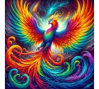 Umfarvt 5D Animal Phoenix Diamond Painting Kits for Adults Kids,DIY Square Full Drill diamond art painting kits,Canvas Embroidery Diamond Art Craft for Home Wall Decor 60x60cm