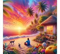 Umfarvt 5D Beach Greenhouse Diamond Painting Kits for Adults Kids,DIY Square Full Drill diamond art painting kits,Canvas Embroidery Diamond Art Craft for Home Wall Decor 80x80cm