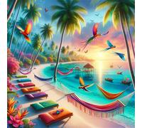 Umfarvt 5D Beach Scenery Diamond Painting Kits for Adults Kids,DIY Square Full Drill diamond art painting kits,Canvas Embroidery Diamond Art Craft for Home Wall Decor 30x30cm