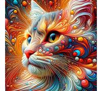 Umfarvt 5D Bearded Cat Diamond Painting Kits for Adults Kids,DIY Round Full Drill diamond art painting kits,Canvas Embroidery Diamond Art Craft for Home Wall Decor 30x30cm