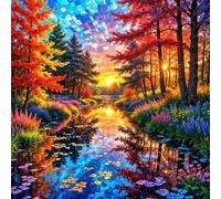Umfarvt 5D Beautiful Villages Diamond Painting Kits for Adults Kids,DIY Round Full Drill diamond art painting kits,Canvas Embroidery Diamond Art Craft for Home Wall Decor 40x40cm