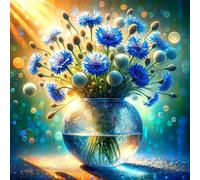 Umfarvt 5D Blue Flowers Diamond Painting Kits for Adults Kids,DIY Square Full Drill diamond art painting kits,Canvas Embroidery Diamond Art Craft for Home Wall Decor 80x80cm