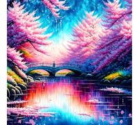 Umfarvt 5D Bridge Tree Diamond Painting Kits for Adults Kids,DIY Round Full Drill diamond art painting kits,Canvas Embroidery Diamond Art Craft for Home Wall Decor 90x90cm