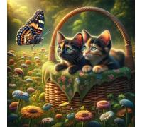 Umfarvt 5D Butterfly Cat Diamond Painting Kits for Adults Kids,DIY Square Full Drill diamond art painting kits,Canvas Embroidery Diamond Art Craft for Home Wall Decor 30x30cm