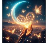Umfarvt 5D Butterfly Moon Diamond Painting Kits for Adults Kids,DIY Square Full Drill diamond art painting kits,Canvas Embroidery Diamond Art Craft for Home Wall Decor 50x50cm