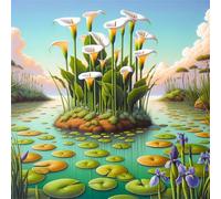 Umfarvt 5D Calla Lily Pond Diamond Painting Kits for Adults Kids,DIY Round Full Drill diamond art painting kits,Canvas Embroidery Diamond Art Craft for Home Wall Decor 70x70cm