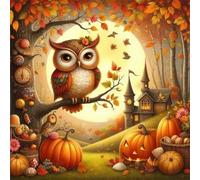 Umfarvt 5D Castle Jungle Owl Diamond Painting Kits for Adults Kids,DIY Round Full Drill diamond art painting kits,Canvas Embroidery Diamond Art Craft for Home Wall Decor 60x60cm