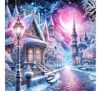 Umfarvt 5D Castle Street Diamond Painting Kits for Adults Kids,DIY Round Full Drill diamond art painting kits,Canvas Embroidery Diamond Art Craft for Home Wall Decor 30x30cm