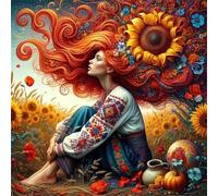 Umfarvt 5D Chica de campo Diamond Painting Kit Completo,diamond painting Art kit para Adultos,DIY Round Cristal Pintura de Diamante Bordado Punto de Cruz Manualidades para Decor Hogar 80x80cm