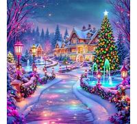 Umfarvt 5D Christmas City Diamond Painting Kits for Adults Kids,DIY Square Full Drill diamond art painting kits,Canvas Embroidery Diamond Art Craft for Home Wall Decor 30x30cm
