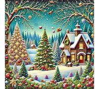 Umfarvt 5D Christmas Scenery Diamond Painting Kits for Adults Kids,DIY Round Full Drill diamond art painting kits,Canvas Embroidery Diamond Art Craft for Home Wall Decor 80x80cm