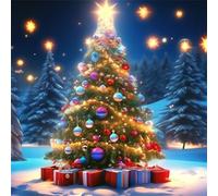 Umfarvt 5D Christmas Tree Diamond Painting Kits for Adults Kids,DIY Round Full Drill diamond art painting kits,Canvas Embroidery Diamond Art Craft for Home Wall Decor 80x80cm