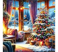 Umfarvt 5D Christmas Tree Diamond Painting Kits for Adults Kids,DIY Square Full Drill diamond art painting kits,Canvas Embroidery Diamond Art Craft for Home Wall Decor 80x80cm