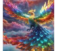 Umfarvt 5D Colorful Phoenix Diamond Painting Kits for Adults Kids,DIY Square Full Drill diamond art painting kits,Canvas Embroidery Diamond Art Craft for Home Wall Decor 50x50cm