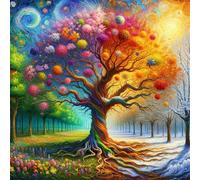 Umfarvt 5D Colorful Tree Diamond Painting Kits for Adults Kids,DIY Round Full Drill diamond art painting kits,Canvas Embroidery Diamond Art Craft for Home Wall Decor 60x60cm