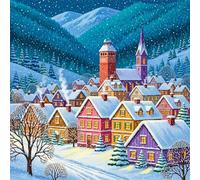 Umfarvt 5D Colorful Village Diamond Painting Kits for Adults Kids,DIY Square Full Drill diamond art painting kits,Canvas Embroidery Diamond Art Craft for Home Wall Decor 60x60cm