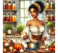 Umfarvt 5D Cooking Queen Diamond Painting Kits for Adults Kids,DIY Round Full Drill diamond art painting kits,Canvas Embroidery Diamond Art Craft for Home Wall Decor 30x30cm