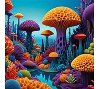 Umfarvt 5D Coral Mushroom Diamond Painting Kits for Adults Kids,DIY Square Full Drill diamond art painting kits,Canvas Embroidery Diamond Art Craft for Home Wall Decor 50x50cm