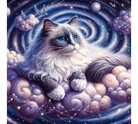 Umfarvt 5D Cosmic Cloud Cat Diamond Painting Kits for Adults Kids,DIY Square Full Drill diamond art painting kits,Canvas Embroidery Diamond Art Craft for Home Wall Decor 90x90cm