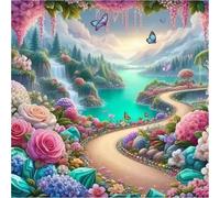 Umfarvt 5D Costa de la isla Diamond Painting Kit Completo,diamond painting Art kit para Adultos,DIY Round Cristal Pintura de Diamante Bordado Punto de Cruz Manualidades para Decor Hogar 40x40cm