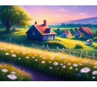 Umfarvt 5D Country House Diamond Painting Kits for Adults Kids,DIY Square Full Drill diamond art painting kits,Canvas Embroidery Diamond Art Craft for Home Wall Decor 30x30cm