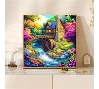Umfarvt 5D Country Windmill Diamond Painting Kits for Adults Kids,DIY Round Full Drill diamond art painting kits,Canvas Embroidery Diamond Art Craft for Home Wall Decor 100x100cm