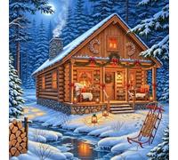 Umfarvt 5D Cozy Cabin Diamond Painting Kits for Adults Kids,DIY Square Full Drill diamond art painting kits,Canvas Embroidery Diamond Art Craft for Home Wall Decor 80x80cm