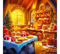 Umfarvt 5D Cozy Kitchen Diamond Painting Kits for Adults Kids,DIY Round Full Drill diamond art painting kits,Canvas Embroidery Diamond Art Craft for Home Wall Decor 80x80cm