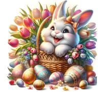 Umfarvt 5D Cute Rabbit Diamond Painting Kits for Adults Kids,DIY Square Full Drill diamond art painting kits,Canvas Embroidery Diamond Art Craft for Home Wall Decor 30x30cm