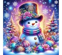 Umfarvt 5D Cute Snowman Diamond Painting Kits for Adults Kids,DIY Round Full Drill diamond art painting kits,Canvas Embroidery Diamond Art Craft for Home Wall Decor 50x50cm