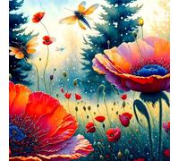 Umfarvt 5D Dahlia Dragonfly Diamond Painting Kits for Adults Kids,DIY Square Full Drill diamond art painting kits,Canvas Embroidery Diamond Art Craft for Home Wall Decor 30x30cm